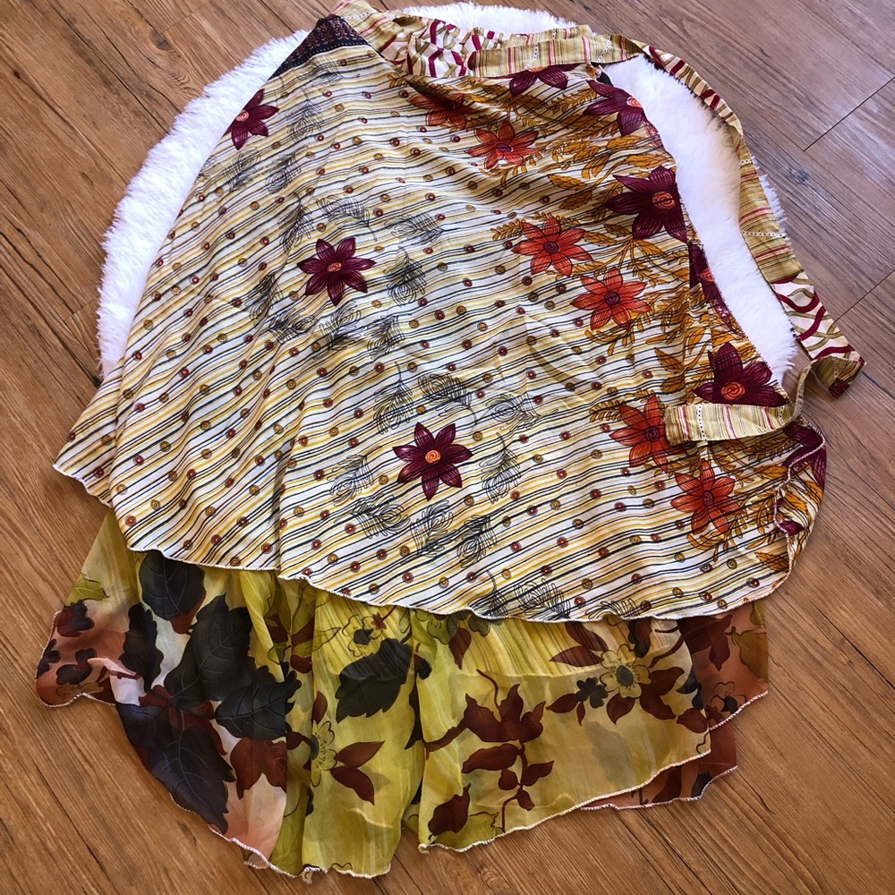 Floral Sari Wrap Skirt